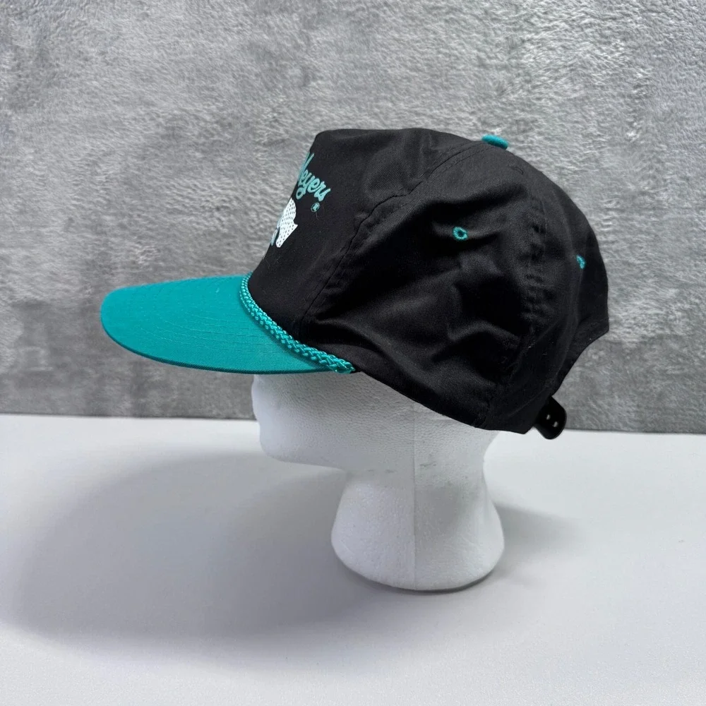 Vintage Heilig Meyers Furniture Embroidered Snapback Hat Black Teal Nissin Cap